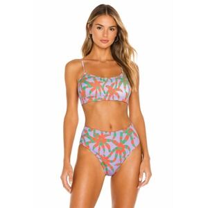 Adidas x Farm Rio Bikini Women S Purple Orange Tropical High Waist Two Piece New